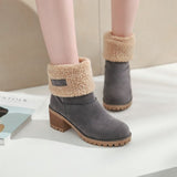 Damen warmes Quadratisch Absätze Schneestiefel