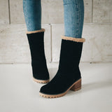 Damen warmes Quadratisch Absätze Schneestiefel