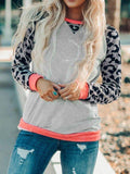 Farbblock Leopard Sweatshirts mit Langarm