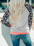 Farbblock Leopard Sweatshirts mit Langarm