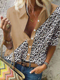 Leopard Print mit Kragen Hemd Knopfen