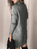 Lang Rollkragenpullover Elegant Warm Grau Khaki