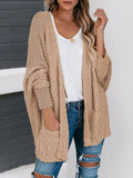 Gestrickt Warm Cardigan aus Polyester Grün Weiss