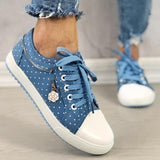 Polka Dot Floral Anhänger Schnürung Sneakers