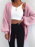 Mittellanger einfarbiger Pullover Mantel