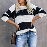 Langärmliger lässiger Farbblockpullover