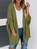 Gestrickt Warm Cardigan aus Polyester Grün Weiss