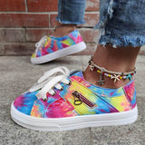 Multifaribg Tie-dye Reißverschluss Verziert Flach Sneakers
