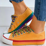 Regenbogen Farbkombination Leinwand Schnürsneakers