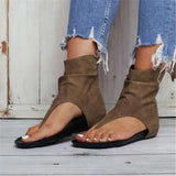 Keilabsatz Reißverschluss Zehentrenner Sandalette Rot Braun