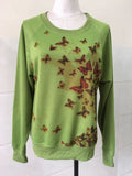 Schmetterlingprint Crew Ausschnitt Warm T shirts