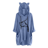 Schlafende Katze Oversize Hoodie mit Katzenohren