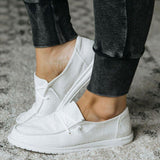 Alltag Canvas Slip-On Flache Loafers Grau Schwarz