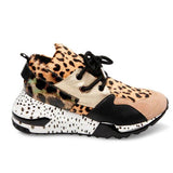 Leopard Farbe Block Schnürung Plateau Sneakers