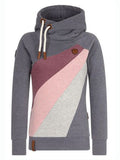 Langarm Farbblock Baumwollgemisch Sweatshirt