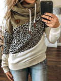 Armeegrün Lässig Baumwollgemisch Kapuze Farbblock Sweatshirt