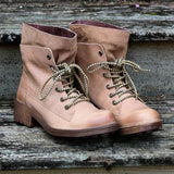 Herbst Schnürung Blockabsatz Stiefelette
