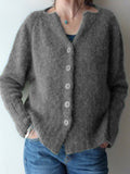 Große Größen Lässige Strickjacke mit Knöpfen