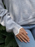 Unifarben Strickpullover mit V-Ausschnitt