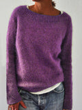 Große Größen Gestrickter Pullover Unifarben