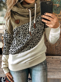 Armeegrün Lässig Baumwollgemisch Kapuze Farbblock Sweatshirt