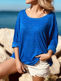 Minimalist Crew Ausschnitt Weiss Blau