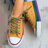 Regenbogen Farbkombination Leinwand Schnürsneakers