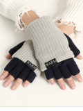 Halber Finger Dick Doppelschicht Wolle Gestrickt Warm Handschuhe