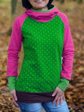 Print Langarm Sweatshirt mit Kapuze
