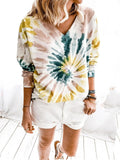 V Ausschinitt Tie-Dye Sweatshirts