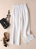 Plus Size Solid Casual Leinen Lose Hosen