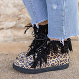 Leopard Gestreift Quaste Schnür Sneakers