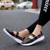 Gewebt Perforiert Keilabsatz Sneakers Pink Lila