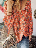 V Ausschnitt Floral-Print Hemd