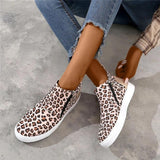 Canvas Camouflage Reißverschluss Flach Sneakers Rot Leopard