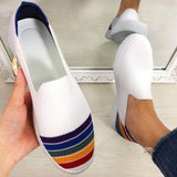 Regenbogen Streifen Schlupf Flach Sneakers