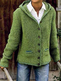Langarm Strickjacke mit Kapuze