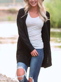 Lang Cardigan Zopfgestrickt Schwarz Weiss