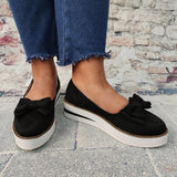 Schleife Plateau Keilabsatz Wildleder Slip-On Sneakers Pink Rot Schwarz