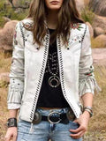 Lange Ärmel bedruckte Tassel coat
