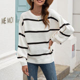 Gestreifter Laternenärmel Pullover