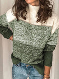 Streifen Schildkrötenhals Ausschnitt Langärmelig Strickpullover