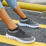 Flyknit Stoff Sportlisch Flache Schnürsneakers Pink Grau Schwarz