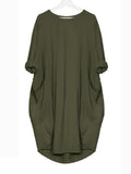 Lässiges Langarmkleid mit loser Tasche