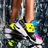Leopard Farbe Block Schnürung Plateau Sneakers