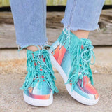 Leopard Gestreift Quaste Schnür Sneakers