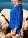 Minimalist Crew Ausschnitt Weiss Blau