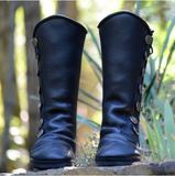 Geknöpfter Stiefel aus Leder mit Schnürung für Damen