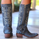 Blau Stickerei Urlaub Winter Stiefelette