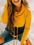 Kurkumagelb Baumwollgemisch Kapuze Langarm Sweatshirt